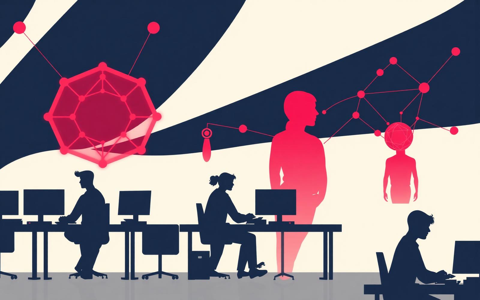 AI Workforce illustrated in the Hummingbird navy and ruby style
